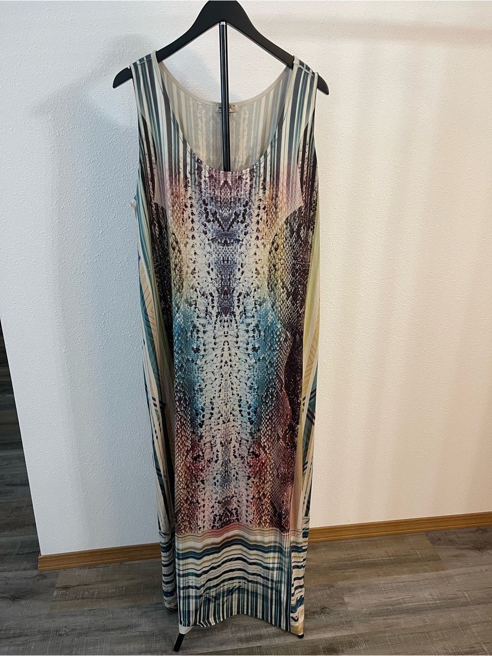 One world womens xl Sleeveless Multicolor Printed Maxi Dress